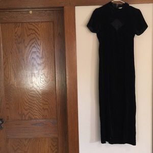 Vintage velvet black midi/maxi dress